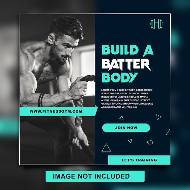 PSD gym fitness banner en social media postsjabloon