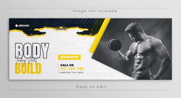 PSD gym fitness center facebook cover post header web banner design template