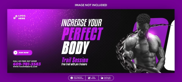 Gym and fitness Facebook cover banner design
