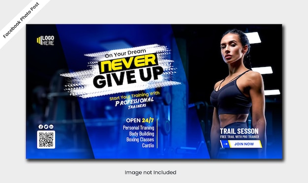 gym fitness facebook photo post display ads design psd template