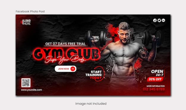 Gym fitness facebook photo post display ads design psd template