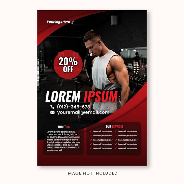 Volantino o poster di fitness in palestra