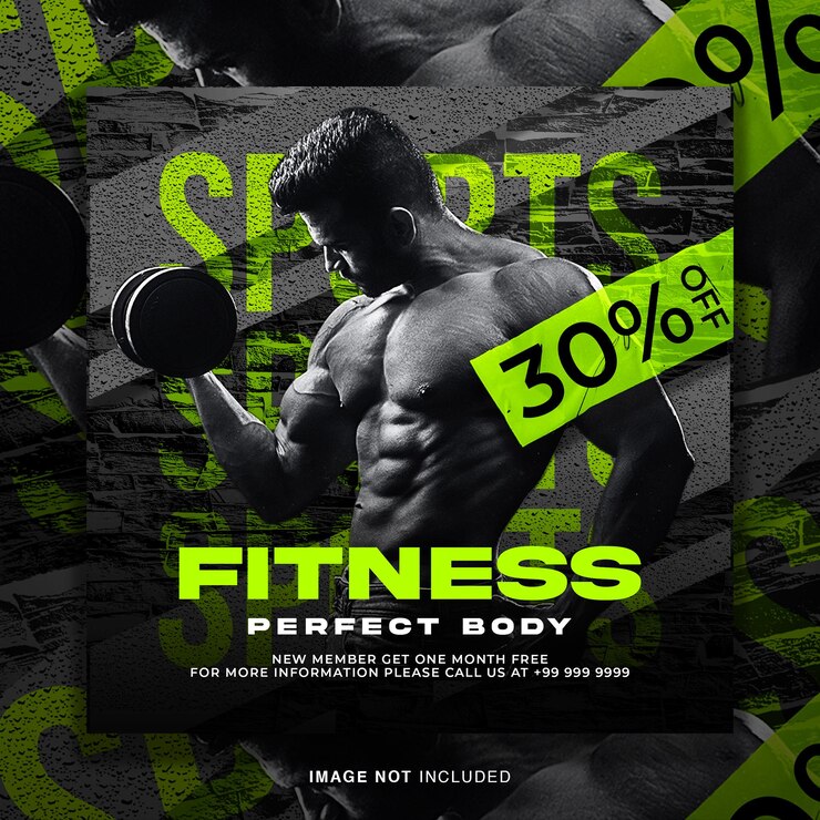 PSD gym fitness flyer social media post