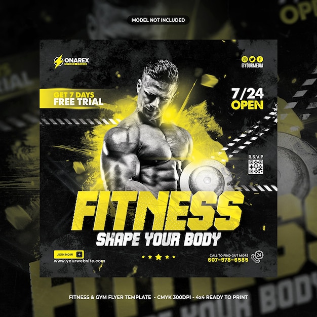 Gym and fitness flyer template