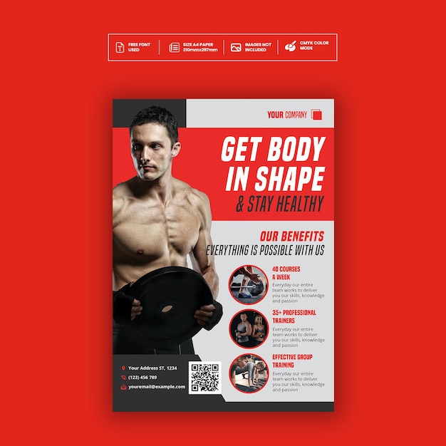 PSD gym and fitness flyer template