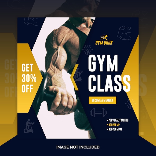 Palestra fitness instagram post o banner flyer quadrato