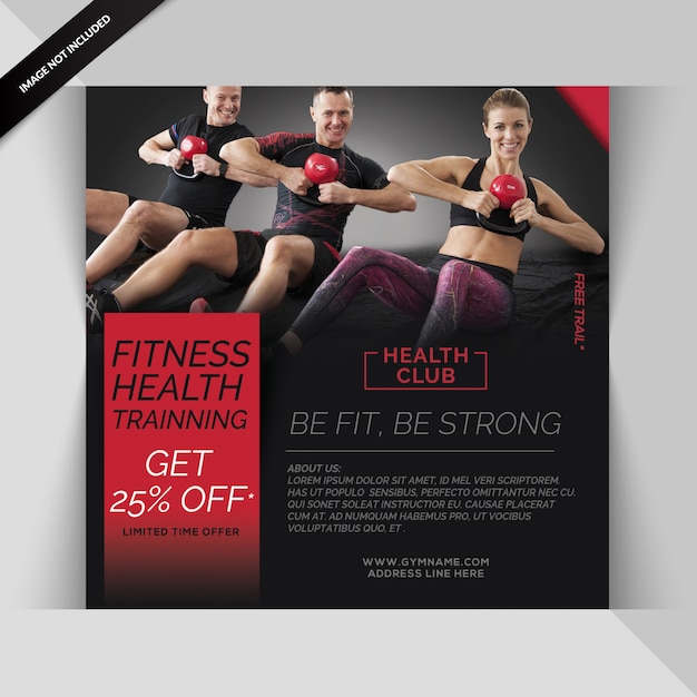 PSD gym fitness instagram post or square flyer template