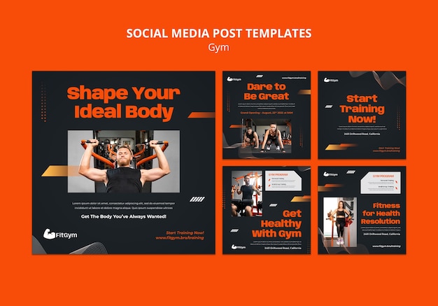 PSD gym and fitness instagram posts collection