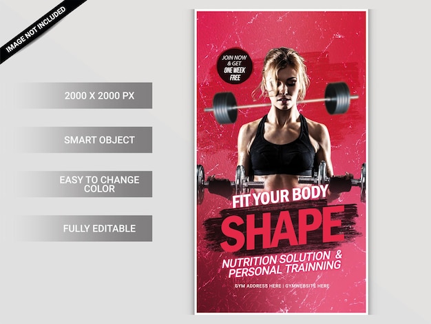 PSD gym fitness instagram web banner template