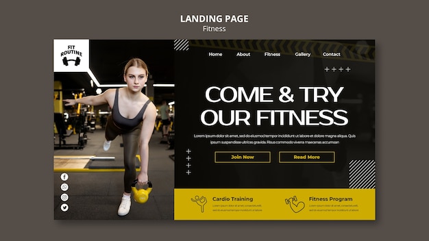 PSD gym and fitness landing page template