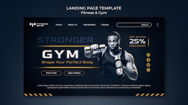 PSD gym fitness landing page