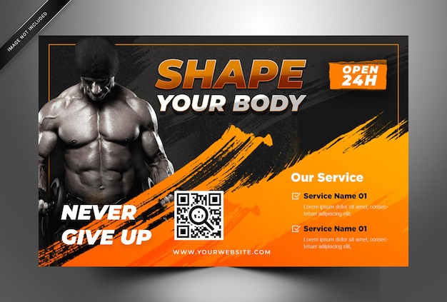 PSD gym fitness landscape social media banner template psd template