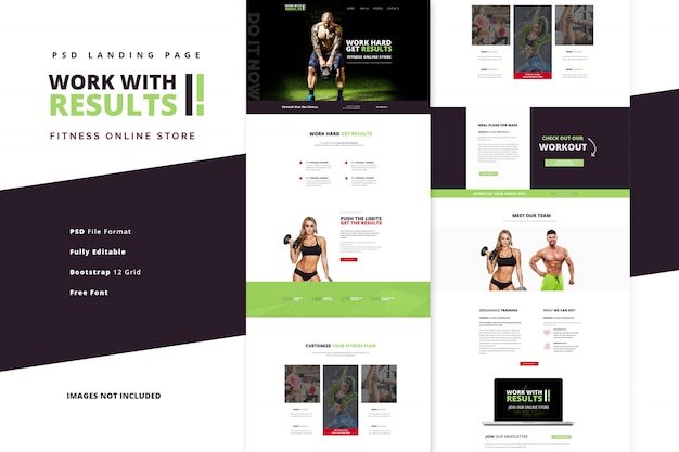 Gym and fitness online classes for healthy life landing page