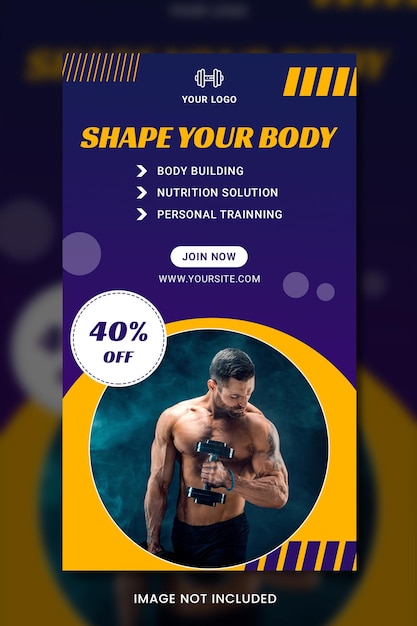 PSD banner di post di fitness per palestra post di instagram