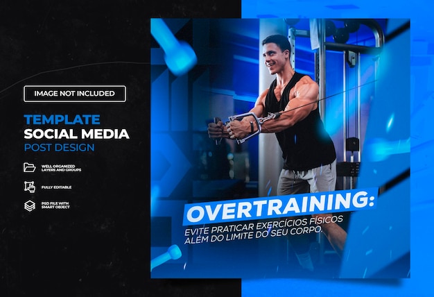 Gym fitness social media banner feed template psd braziliaans portugees