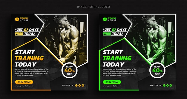 PSD gym and fitness social media banner and flyer template