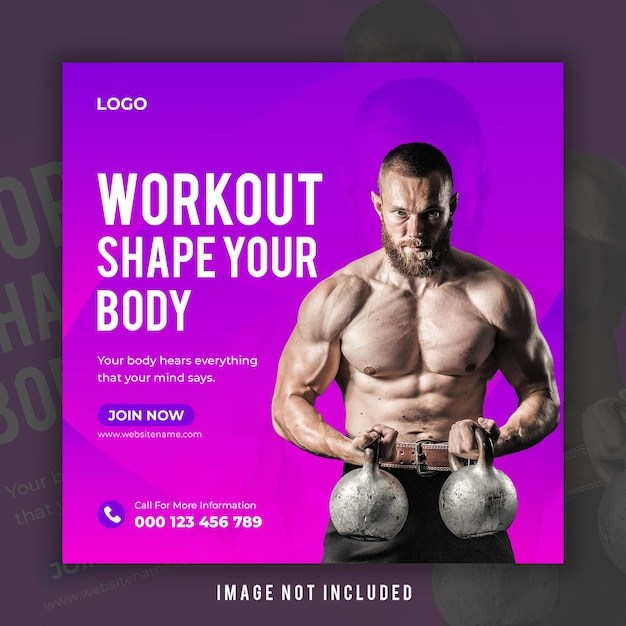 Gym and fitness social media banner template psd