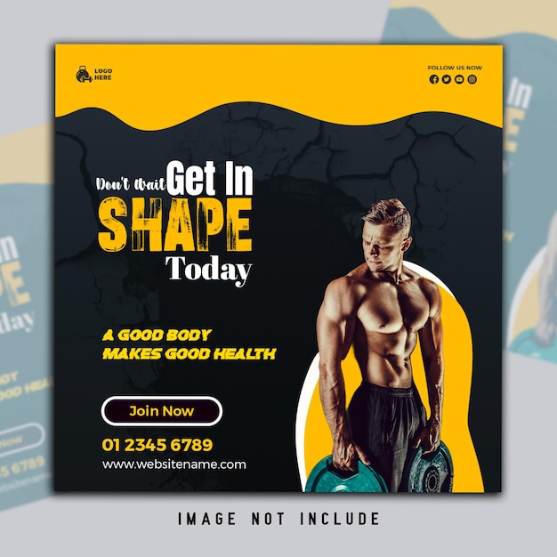Gym and fitness social media banner template