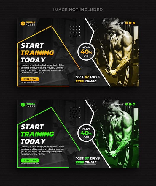 PSD gym and fitness social media banner and web banner template