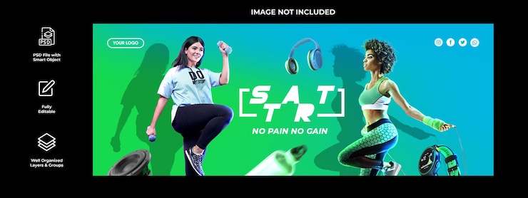 PSD ジムとフィットネスのソーシャルメディアfacebookカバーテンプレート