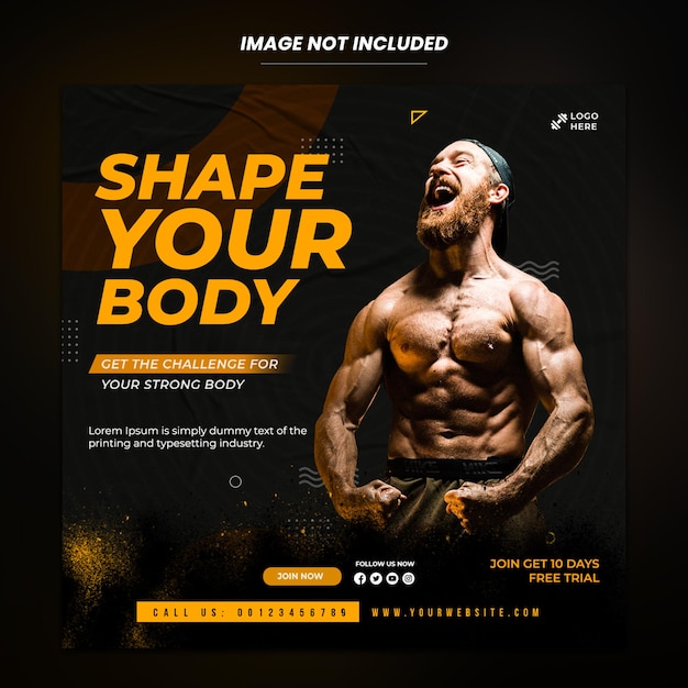 Gym fitness social media i szablon postu na Instagramie