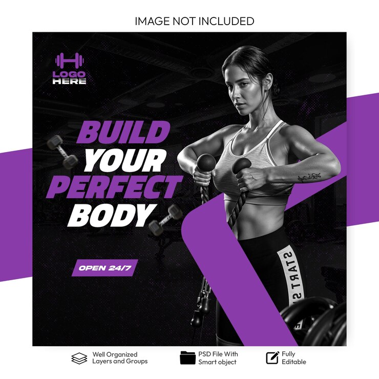 PSD gym and fitness social media instagram post template