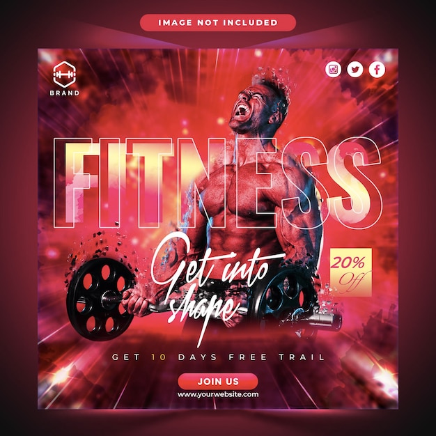 Gym fitness social media post design template