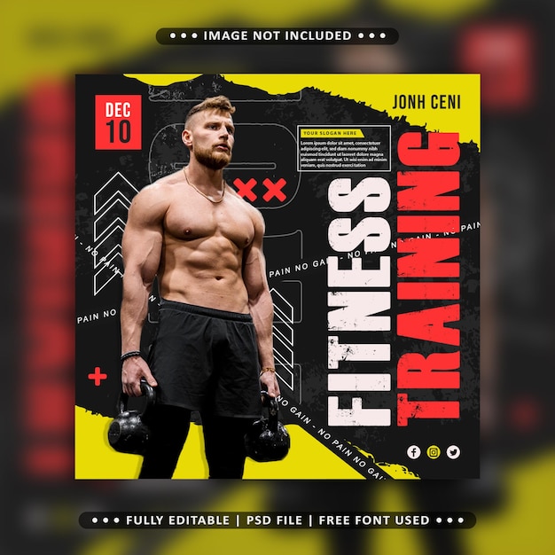 Gym fitness social media post event flyer template