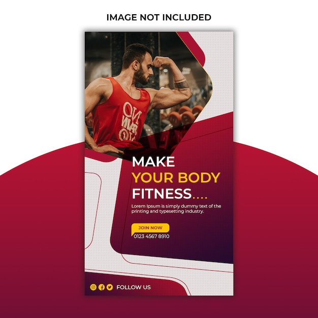 PSD gym and fitness social media post and instagram stories template