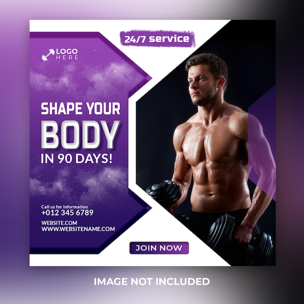 Gym fitness social media post template psd