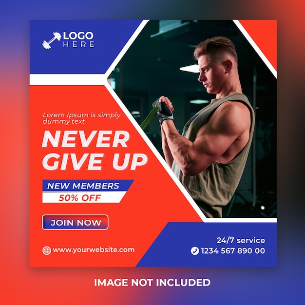 Gym fitness social media post template Psd