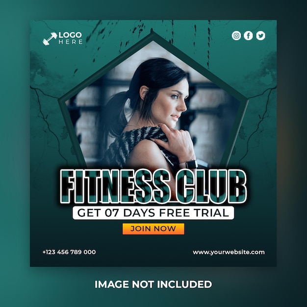 PSD gym fitness social media post template psd