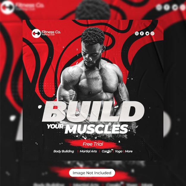 PSD gym fitness social media post template