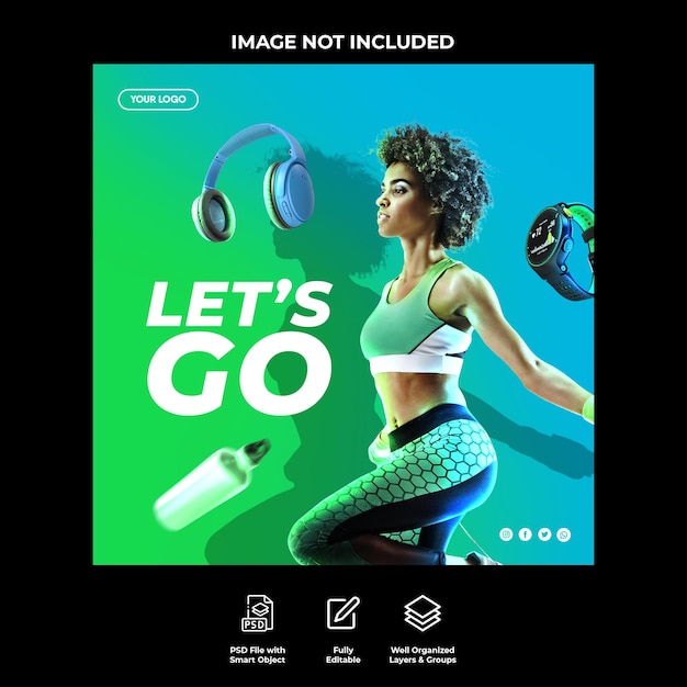 gym and fitness social media post template