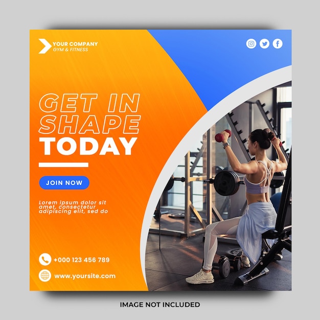 Gym and fitness social media post template