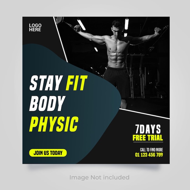 PSD gym fitness social media post template