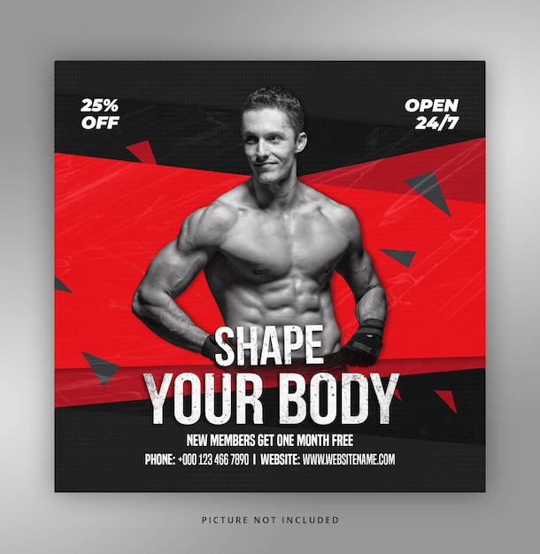 Gym fitness social media postsjabloon Gratis Psd