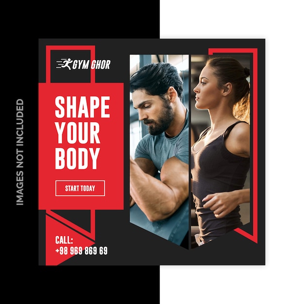 PSD gym fitness social media web banners