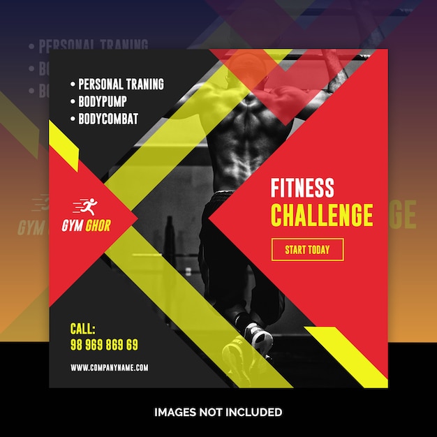 Gym fitness social media web banners