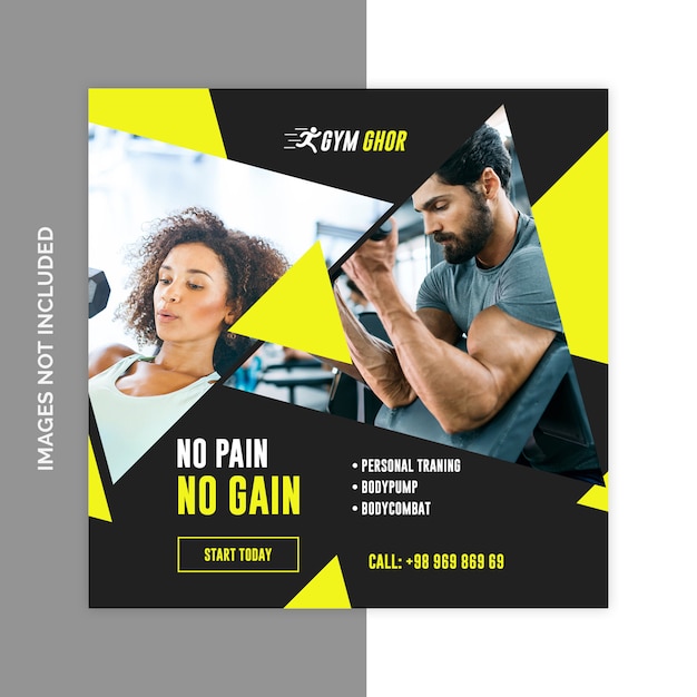 Gym fitness sociale media web banners psd sjabloon