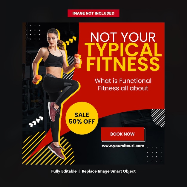 Gym and fitness socials template