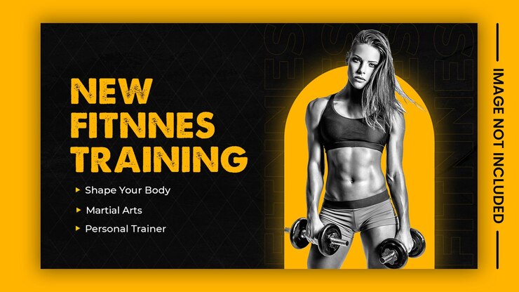 Gym fitness Training Youtube Video thumbnail design and web banner template