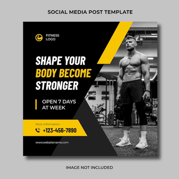 Gym Fitness Trening Media Social Instagram Post Edytowalny Szablon