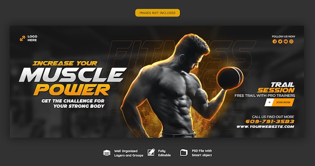 Gym and fitness web banner template