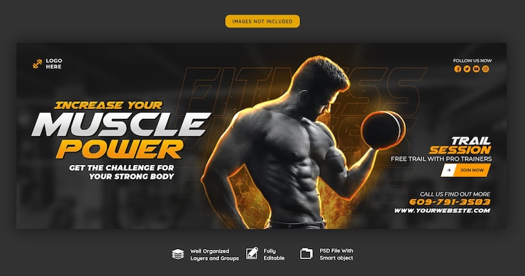 PSD gym and fitness web banner template