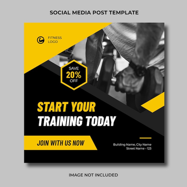 Gym fitness workout media social instagram post editable template