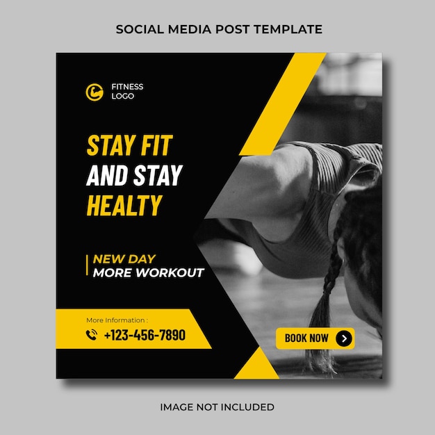 Modello modificabile del post di instagram social media di allenamento fitness in palestra