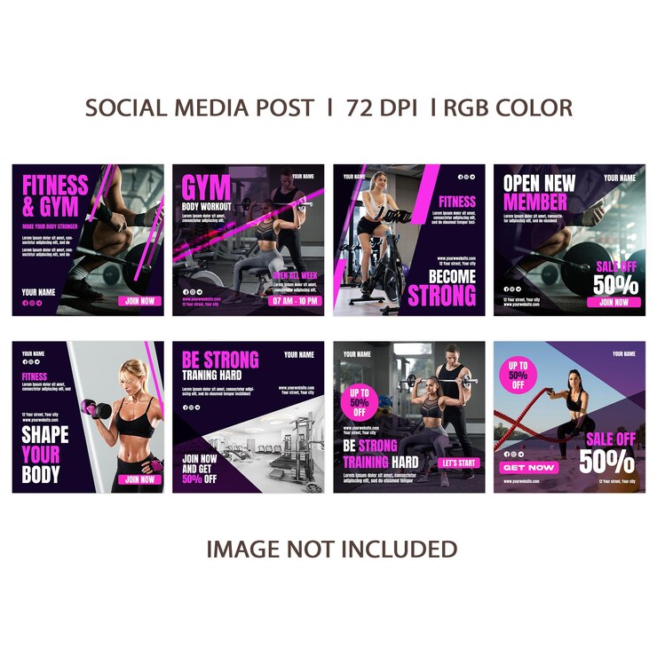 PSD ジム フィットネス アンド ヨガ センター instagram 投稿テンプレート