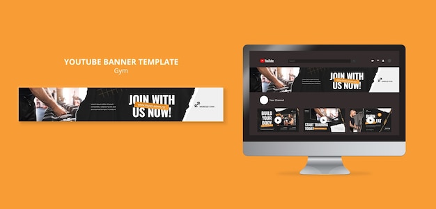 PSD gym and fitness youtube banner template