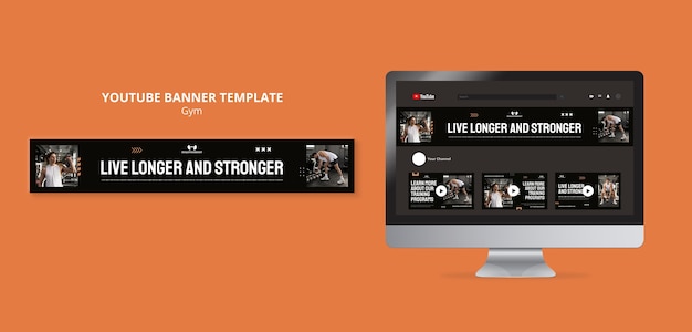 PSD gym and fitness youtube banner template